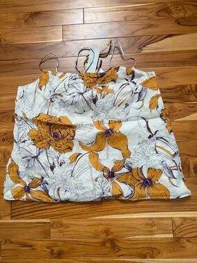 White Floral Cami Top with Mustard Yellow Blooms